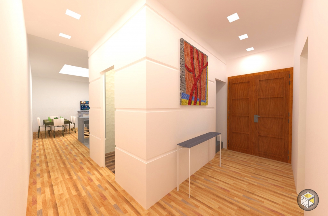 visuel 3d entrée séjour appartement rénovation paris