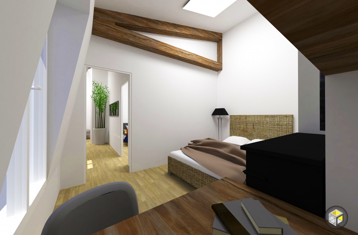 visuel 3d avant travaux rénovation chambre